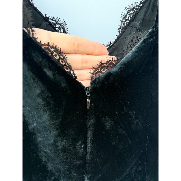 Vintage Roberto Cavalli Black Y2K Devoré Velvet Animal Print Lace Slip Dress - Picture 5 of 13